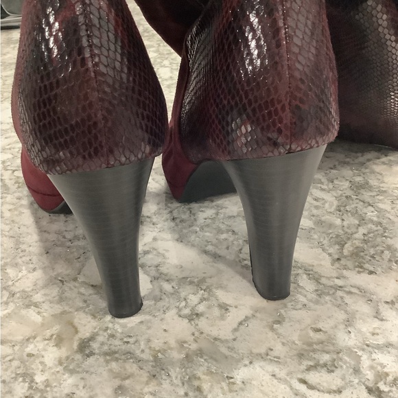 Impo Stretch faux suede and faux snake print tall heeled boots - Picture 7 of 15